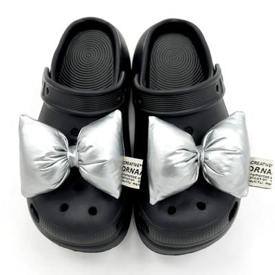 2 шт. подвеска для обуви Crocs DIY 3D большой галстук-бабочка усовершенствованная серебряная пряжка для украшения обуви Croc подвески аксессуары для обуви с отверстиями