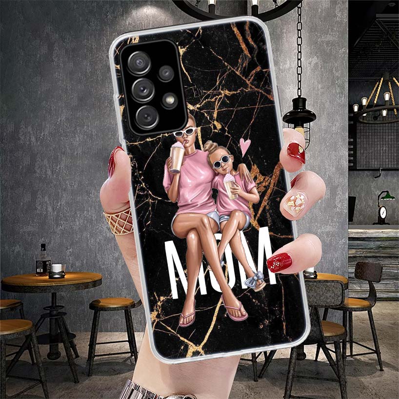 Мама Малыш Любовь Девочка Мягкий Чехол Для Телефона Для Samsung Galaxy A13 A14 A15 A16 A17 A53 A54 A55 A56 A57 A33 A34 A35 A36 A37 A23 A24 A25 A2