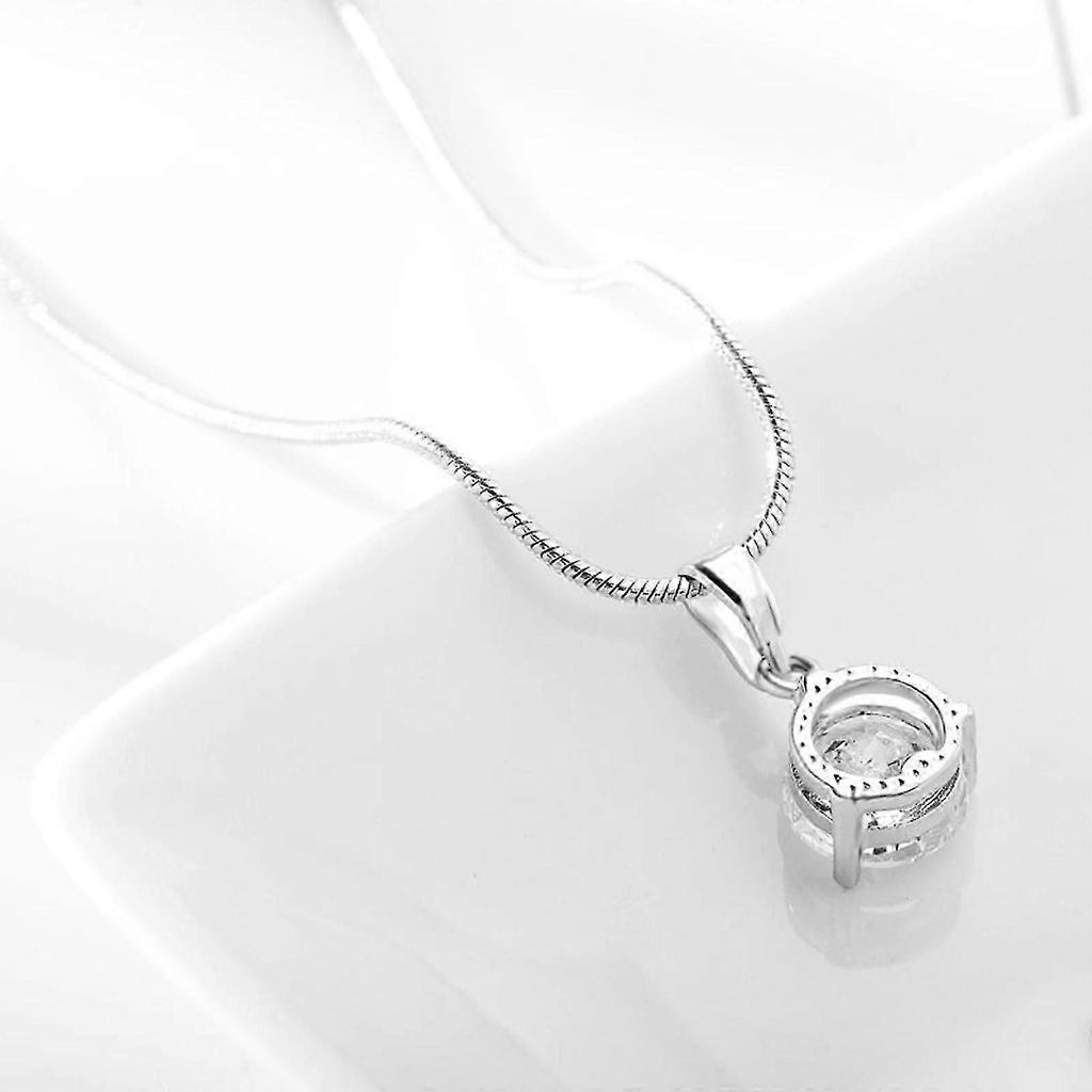 Sterling Silver Zirconia Pendant Necklace Pierced Earrings Jewelry Set