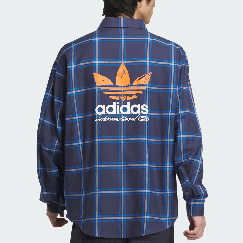 Adidas Originals City Skate FW24 Mountain Outdoor Comfortable Pure Cotton Sports Long Sleeve Shirt Men Shirts Shadow-Blue Bird-Feather-Blue JC6836-1