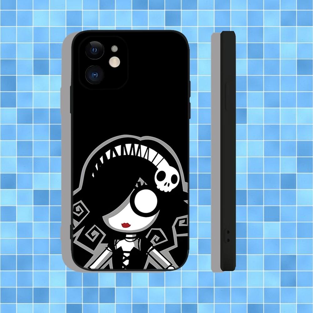 Любовь Черный И Милый Эмо Готический Чехол Для Телефона Для iPhone 16,15,14,13,12,11,Pro,Max,Plus,X,XS,XR,SE,8,7,Mini,Мягкий Силиконовый Черный Чехол