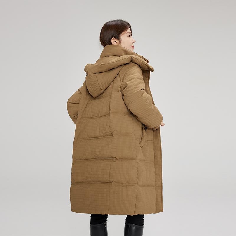 Korean Style Warm Winter Jacket with Hooded Long Length and Oversized Pockets