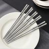 WORTHBUY Набор палочек для еды из нержавеющей стали 304 с нескользящей поверхностью, многоразовые металлические палочки для суши, кухонная посуда, китайские палочки для еды