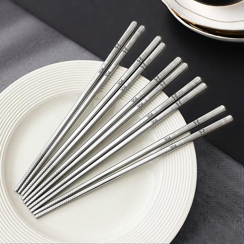 Набор палочек для еды из нержавеющей стали 304 с противоскользящим покрытием, многоразовые металлические палочки для еды, палочки для суши, кухонная утварь, китайские палочки для еды