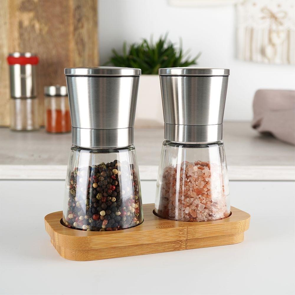 2x Młynek Pieprzu Soli Mielenia Przypraw Młynki Zestaw Młynków Przyprawnik