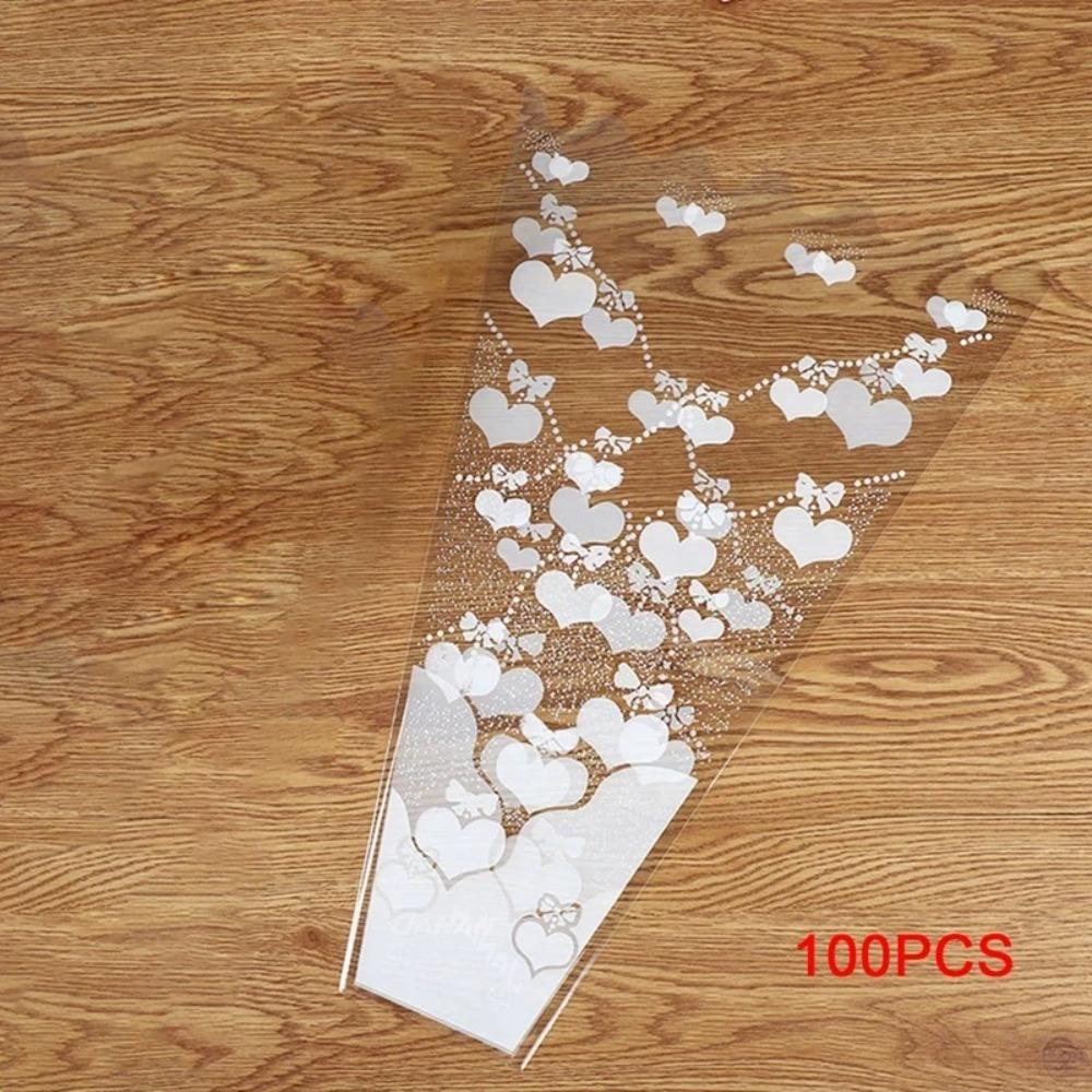100pcs Rose Bagging Rose Bouquet Wrapping Sleeve Flower Transparent Packaging Wrappers Christmas
