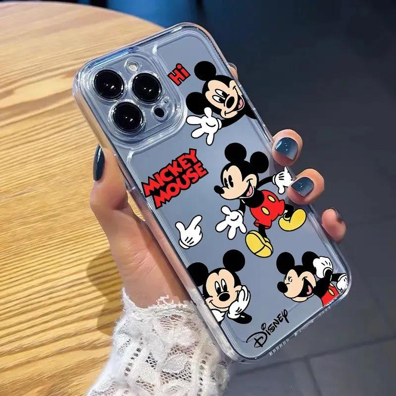 Чехол для телефона Mickey Cartoon Apple 15/14/13 14Promax Прозрачный 15Pro Мягкий Милый 11/12 Все включено