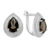 Серебряные серьги с натуральным раухтопазом (дымчатым кварцем) 4.664ct, фианитами (2180371)