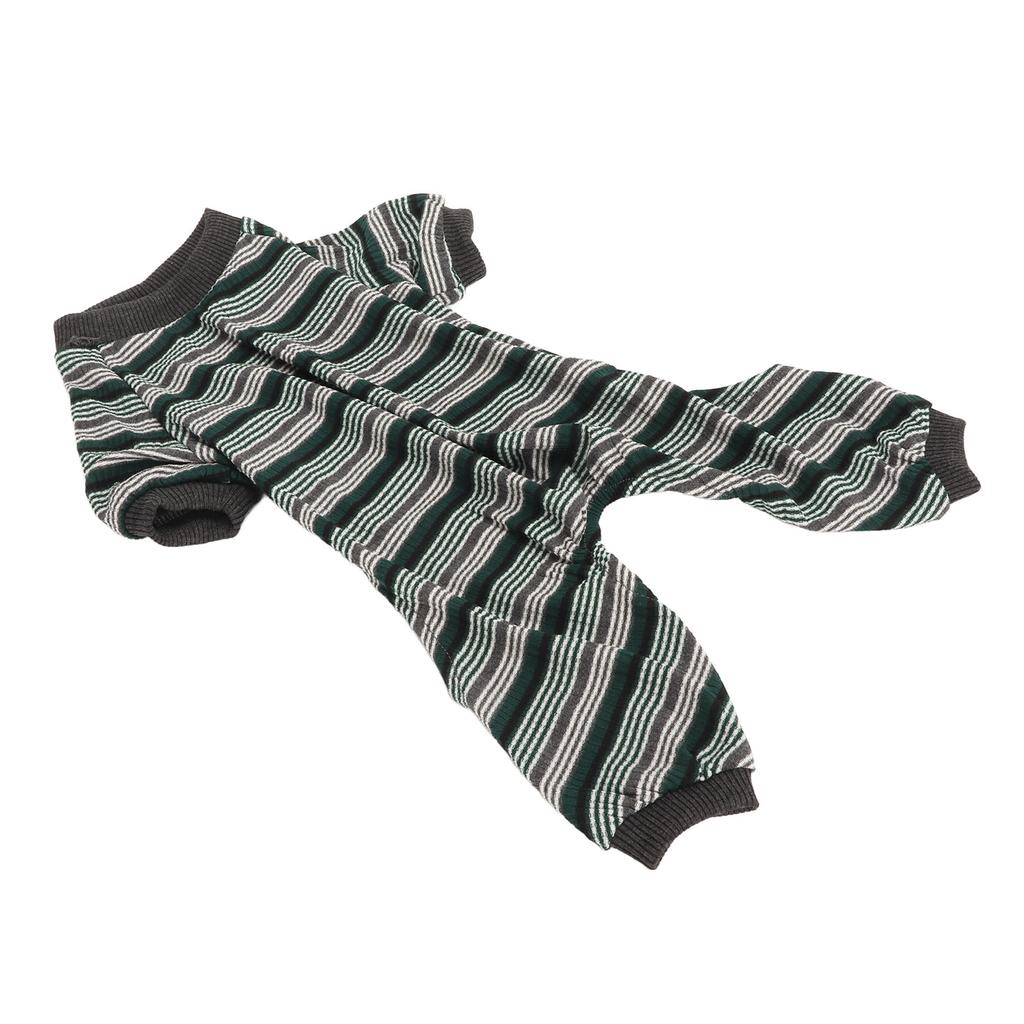 Striped Dog Pajamas Soft Elastic Spring Summer Onesie Puppy Pajamas for Photo Shoots Parties Green S