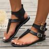 Women's Sandals Summer New Style Solid Color PU Leather Clip-toe Design Flat Sandals Outdoor Casual Open-toe Beach Women's Shoes