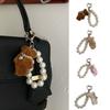 Rabbit Bear Pearl Chain Pendant Plush Pearl Bracelet Key Chain Kawaii Cell Phone Chain  Gifts
