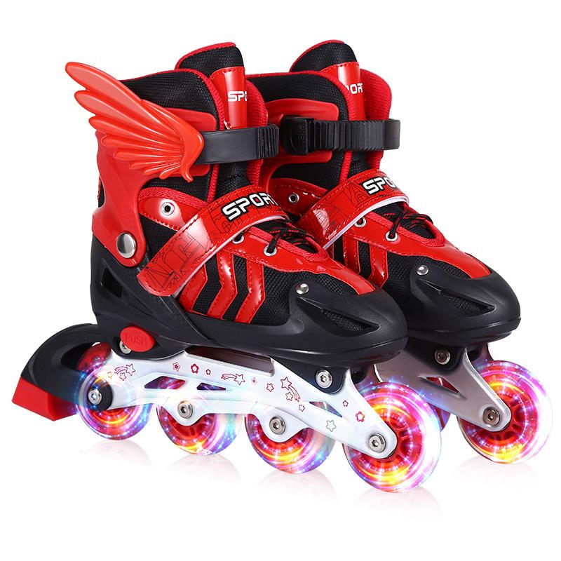 Светящиеся детские роликовые коньки со вспышкой для мальчиков и девочек, размеры S/M/L, Рождественский подарок для детей, удобные дышащие