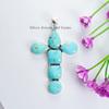 Natural Turquoise Cross Pendant , Kingman Turquoise Pendant, Birthday Pendant, Multi Stone Pendant, 925 Sterling Silver Handmade Pendant