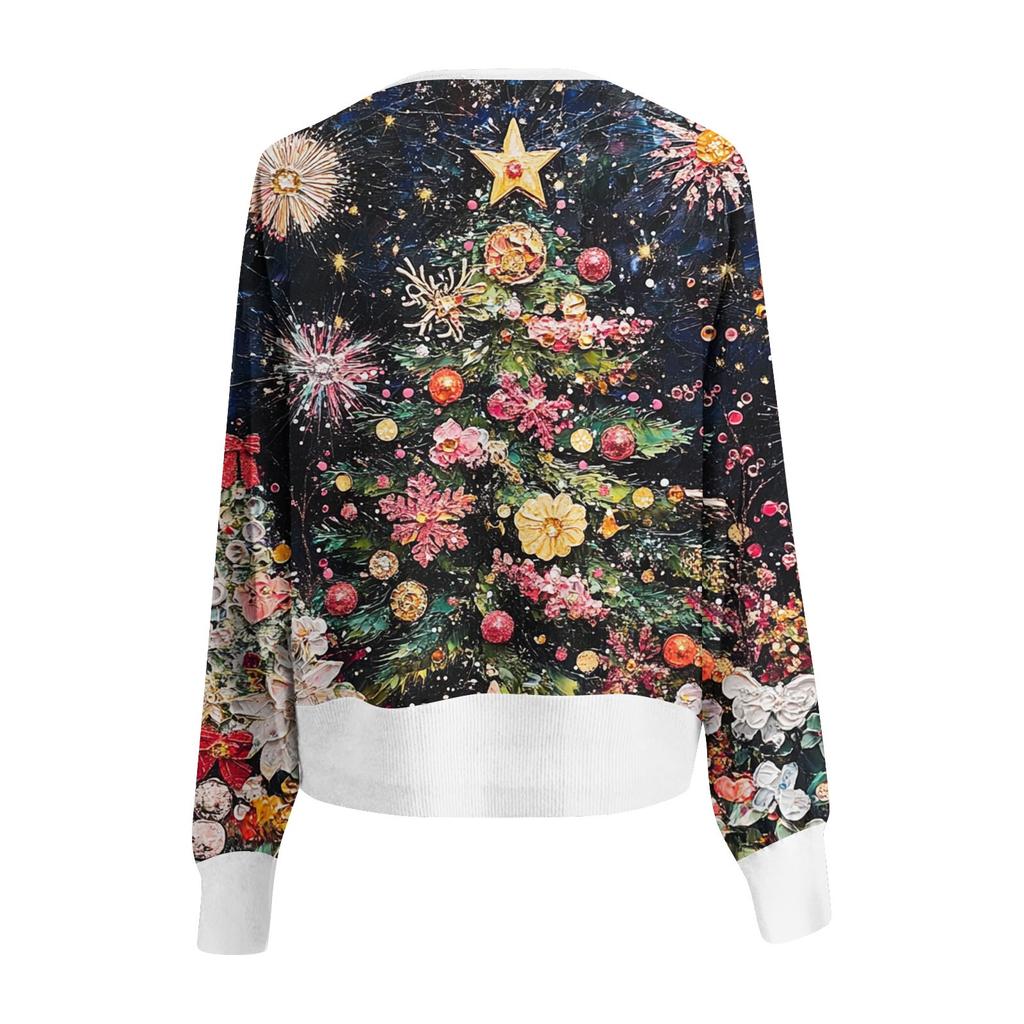 Женское модное короткое пальто, повседневное, с длинным рукавом, с рождественским принтом, однобортный плюшевый топ