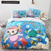 Подводный мир King Queen Пододеяльник Мультяшный океан Животные Комплект постельного белья для детей Рыбы Коралл Морская жизнь Мягкий полиэстеровый пододеяльник