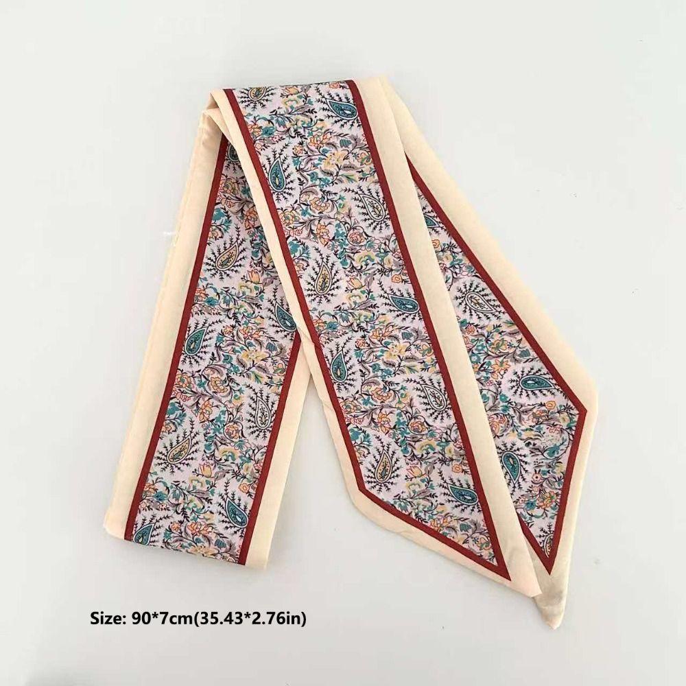 Luxury Neck Strap Flower Pattern Silk Scarves Fashion Hair Band