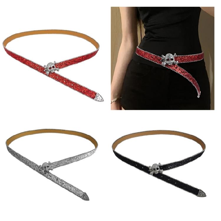 Гранж Поясная цепь с шипами Потрясающие стразы Пояс-ремень унисекс