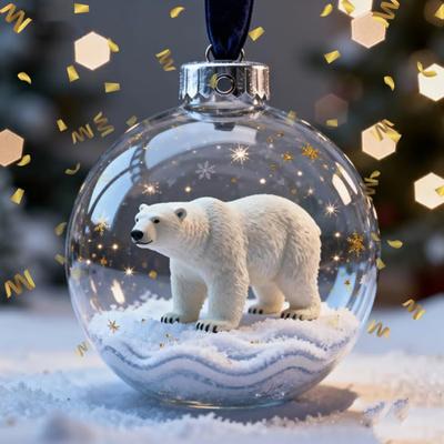 3D Животное Рождественское Украшение Прозрачный Пластиковый Рождественский Шар Подвесные Украшения с Блестящими Звездными Акцентами для Зимнего Праздничного Декора Дерева