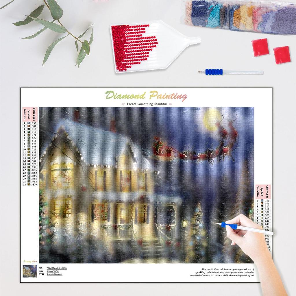 5D DIY Алмазная картина Вышивка Рождественский дом Пейзаж Мозаика Картина Декор из стразов для дома 30x40 см/12x16 дюймов