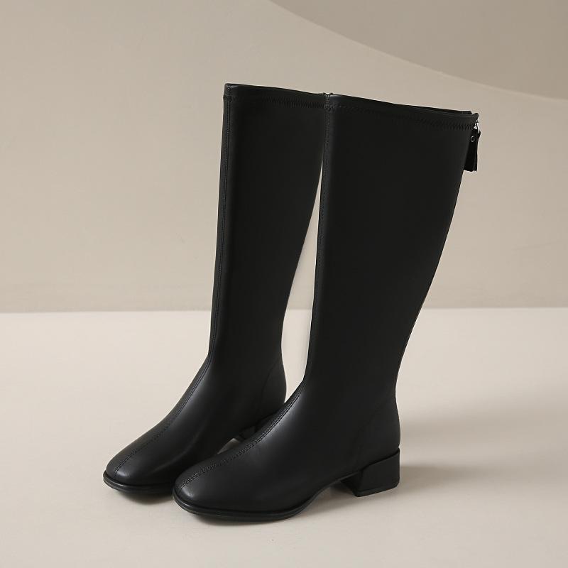 Сапоги женские выше колена 2025 новые мягкие кожаные толстые каблуки тонкие высокие сапоги осень и зима британский стиль высокие рыцарские сапоги для женщин