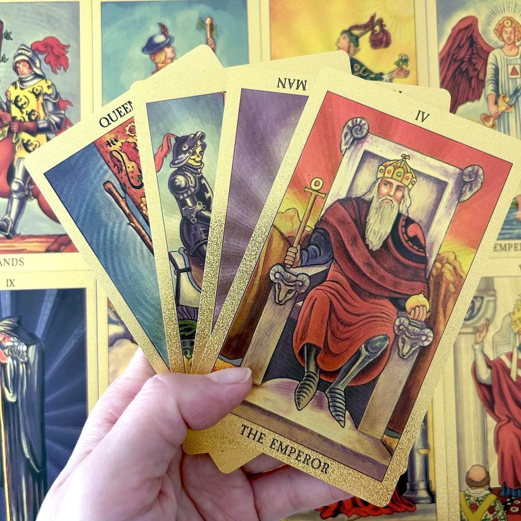 Изучение колоды Таро Сияющее золото Классические английские карты Таро с бумажным путеводителем Пророчество Пророка Гадание Оракула