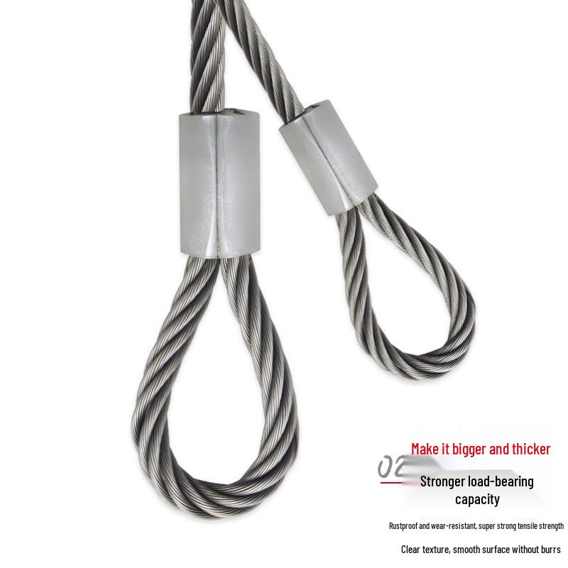 304 Stainless Steel Wire Rope Lamp: Durable, Anti-Fall, Rubber-Coated, Crimped Aluminum Sleeve for Safe Picture Hanging.