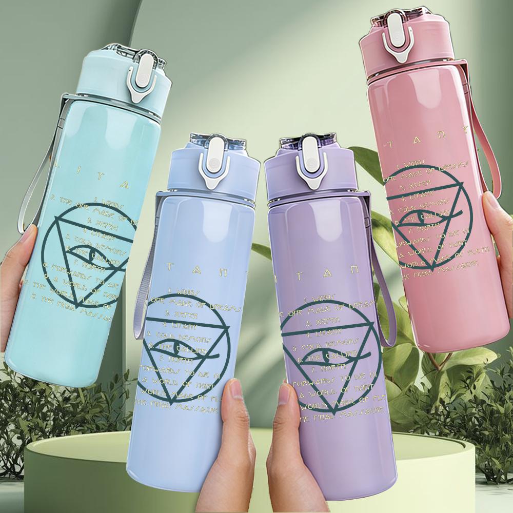1PC Triangle Circle Minimalist Abstract Print 750ml Portable Sports Water Bottle Leakproof Gym Outdoor Travel Drink Cup