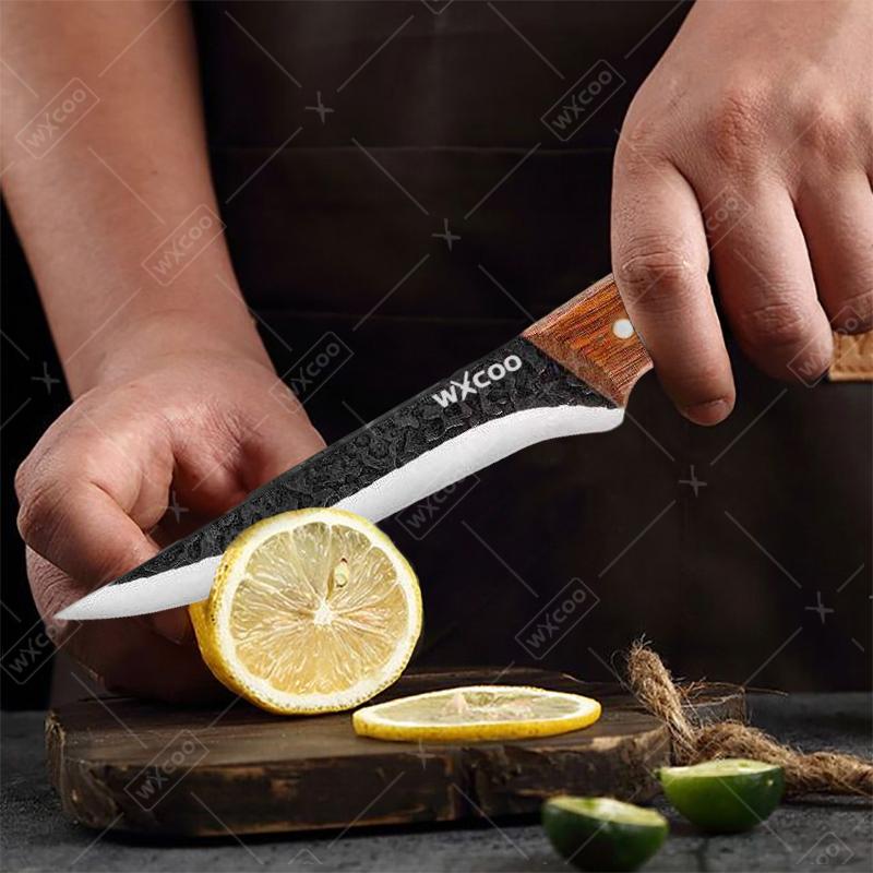 WXCOO Stainless Steel Kitchen Knife Hand Forged Full Tang Rosewood Handle Boning Knife Butcher Knife Meat Cleaver with Sheath