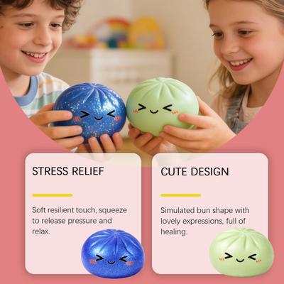 Игрушка-сквиш в виде булочки, мягкая, нелипкая, с медленным отскоком, для снятия стресса, фиджет, милая, имитирующая форму булочки, портативный гаджет для снятия напряжения для детей и взрослых