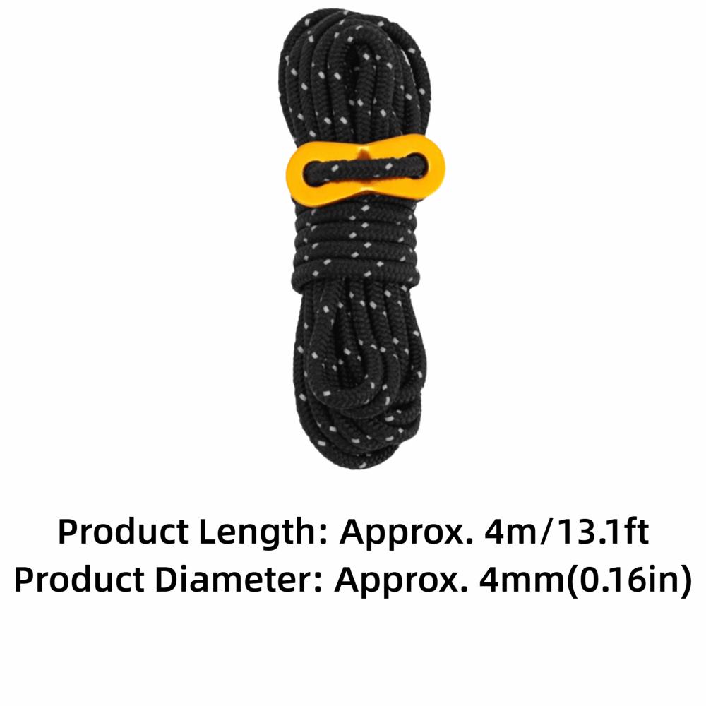 8 Pcs 4 m 4 mm Tent Guide Ropes with Aluminum Alloy Buckle Guy Lines Guyline Tent Cord Backpacking