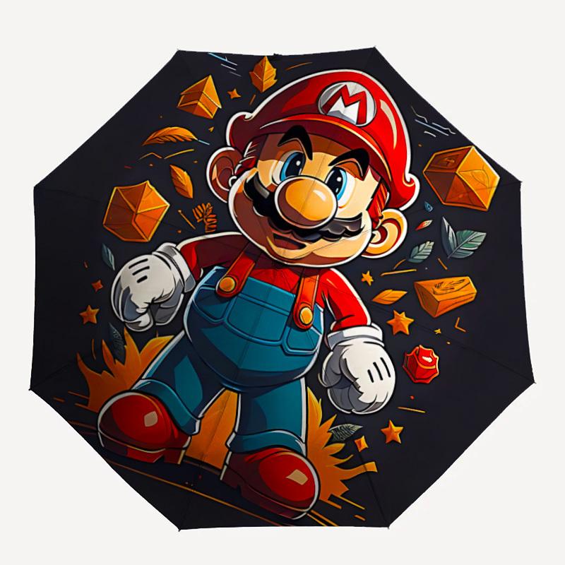 1pc Mario Adventure Automatic Open/close Folding Portable Cute Cute Umbrella with 8-Ribs Structure for Women/Men, All-Season Use a0901060