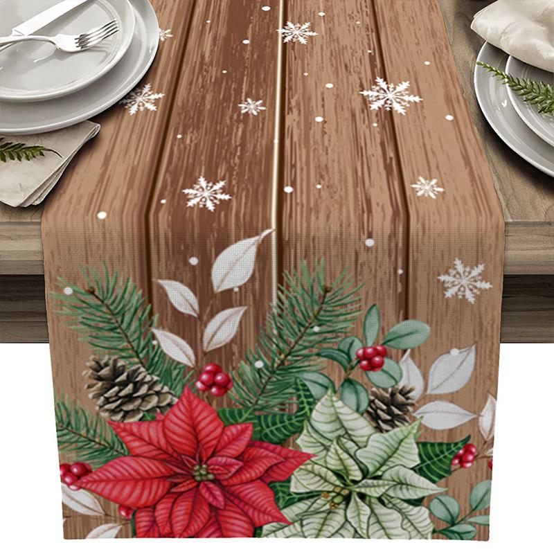 1 шт., Рождественский декор, дорожка для стола, ткань, Рождественский стол, флаг, полиэстер, Новый 2024 год