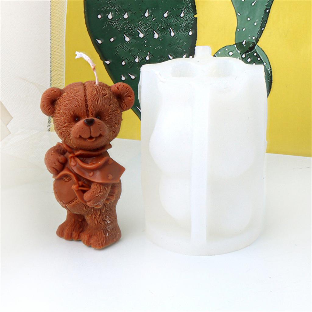 3D Форма из силикона в виде медведя для креативного изготовления свечей, гибкая и легко моющаяся, украшение для рукоделия и декораций