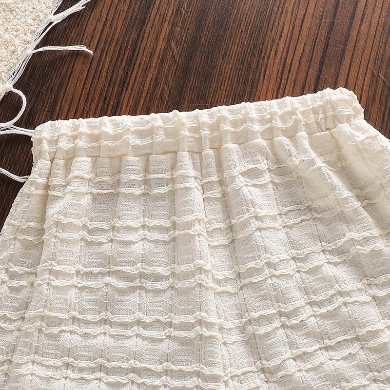 Костюм для девочек Детская одежда 2025 Лето Новый Милый Кружевной Топ-безрукавка и Шорты Комплект из двух предметов