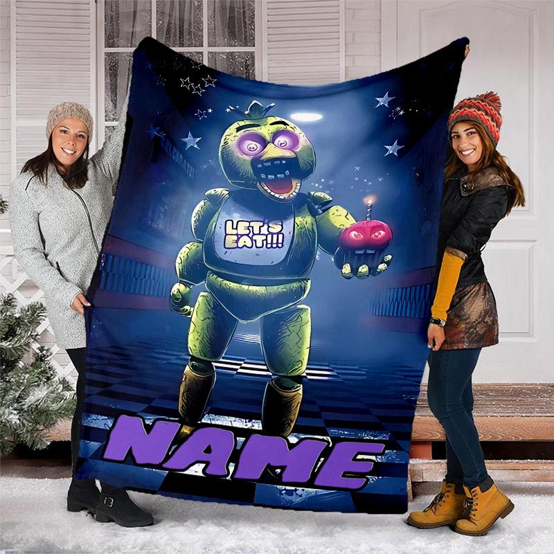 Personalized Custom Name Blanket - Five Nights at Freddy's Print Design,Blanket for Sofa,Bed,Travel,Camping - Soft and Warm, Great Gift