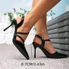 Women's Shoes Black High Heels Sandals Party Stiletto Fashion Pointed Simple Hollow High Heels Simple Sandals