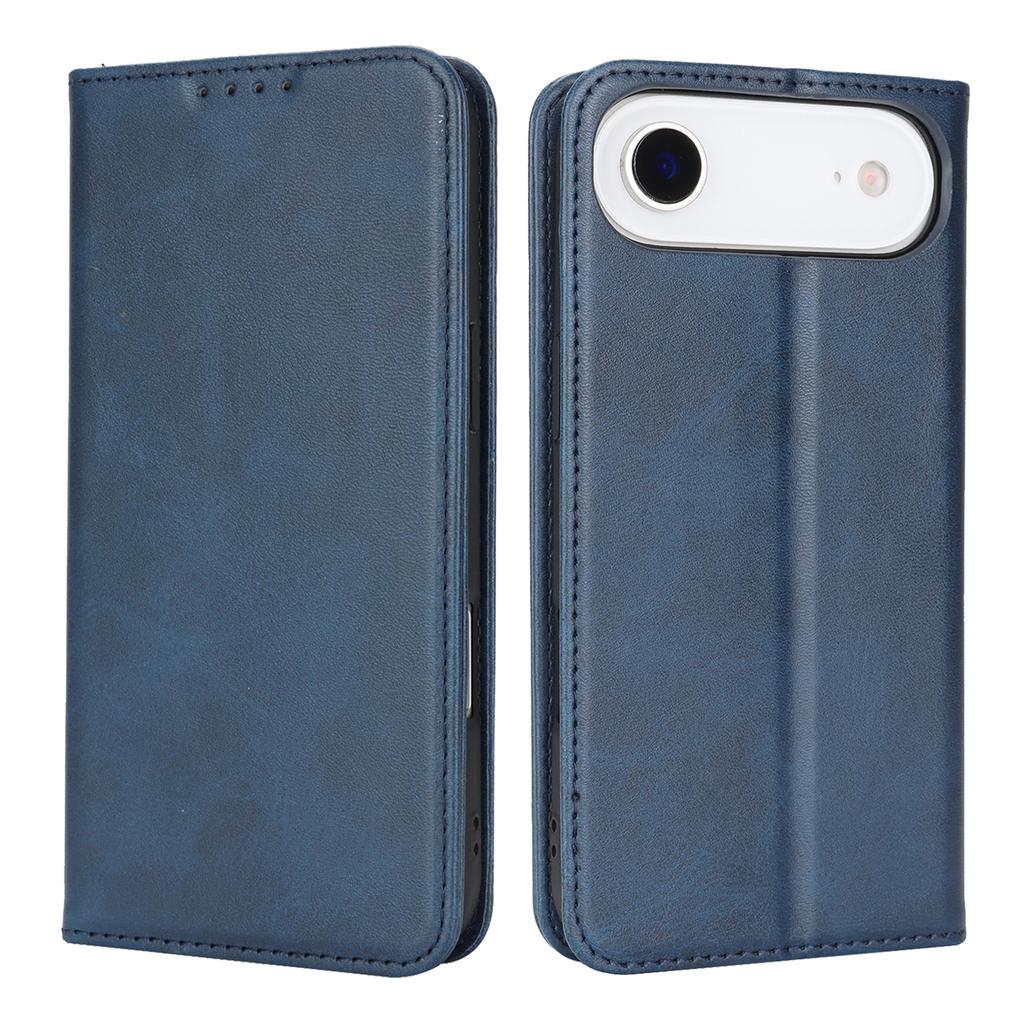 For iPhone 17 Air Case PU Leather Calf Textured Magnetic Closing Smart Phone Cover