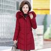 Mom Plus Size Down Cotton-padded Jacket New Middle-aged and Elderly Winter Clothes Long Cotton-padded Women's Cotton-padded Jacket Big Fur Collar Coat