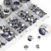 200Pcs Hex Nylon Insert Self Lock Nut Nylock Locknut Assortment Kit Set M2 M2.5 M3 M4 M5 M6 M8 304 A2-70 Stainless Steel