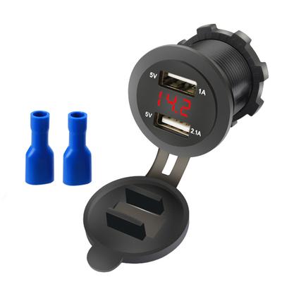 Двойной USB 3.1A разъем для зарядки 12 В 24 В автомобильное зарядное устройство для смартфона, морское автомобильное зарядное устройство с дисплеем, светодиодным вольтметром, штепсельной вилкой