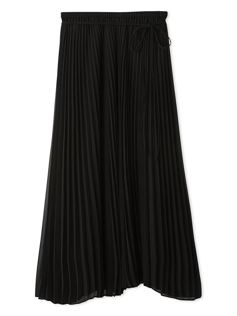 Sheer pleated skirt with elastic waist and ribbon 09WFS251036BLK0