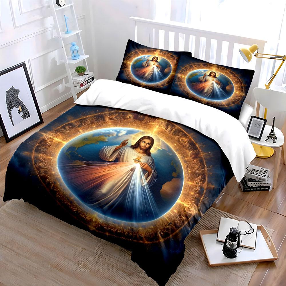 Sacred Divine Symbolic Three-Piece Set kid's and adults' bedroom decor, Exquisite three-piece bedding set gift