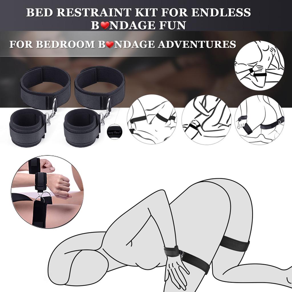 BDSM Bondage Sex Toys Restraints,Sex Toy Handcuffs Adjustable Sex Cuffs Sex Restraints Straps Wrist-to-Thigh, Restraint Set Adult Sex Toys for Couple