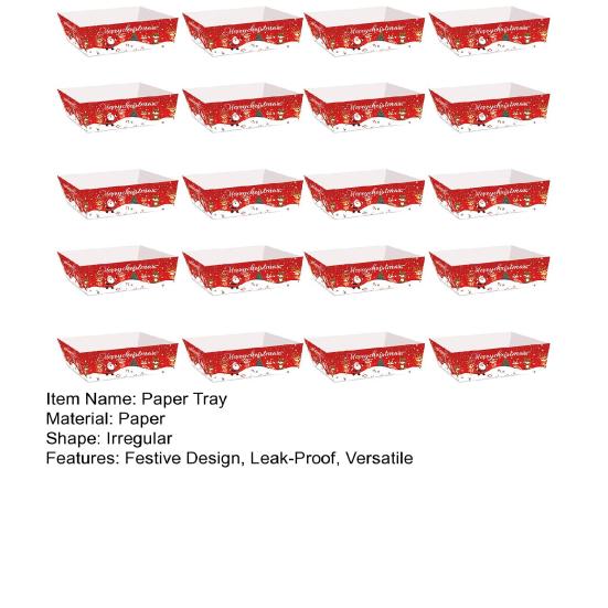 Рождественские подносы для закусок Одноразовые бумажные лодочки для еды для праздничных блюд Дизайны Санты Санты Елки Поднос для сервировки Защищенные от протекания держатели для еды для праздника