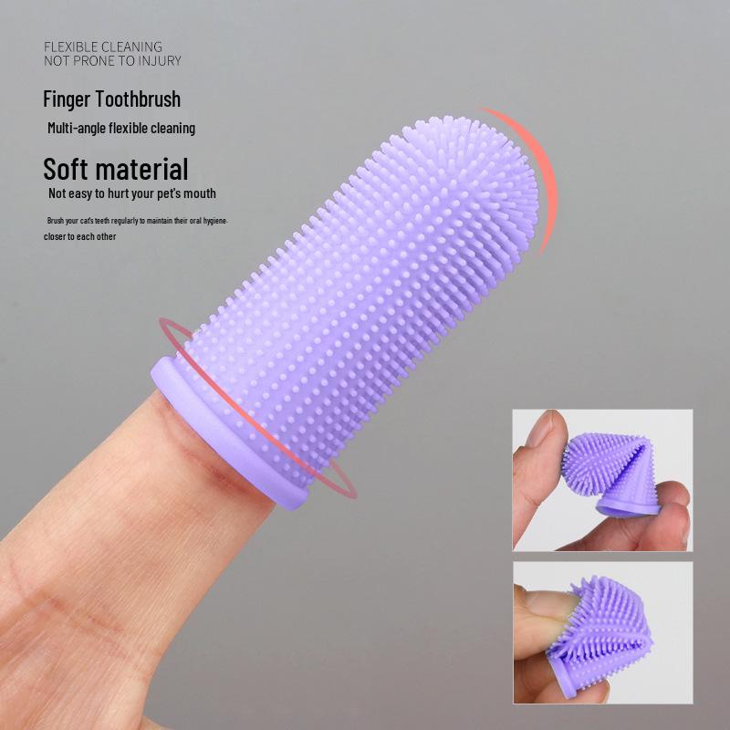 Набор для ухода за полостью рта домашних животных: Набор зубных щеток для кошек с маленькой головкой и пальчиковой щеткой - Щетина высокой плотности