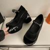 Женские туфли на платформе с высоким каблуком в стиле готической Лолиты Новые туфли Мэри Джейн Повседневные женские туфли на каблуке для вечеринок на танкетке с толстой подошвой Черные мокасины