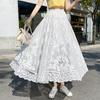 Женская кружевная юбка средней длины, трапециевидная юбка размера плюс, летняя с рюшами и эластичной резинкой на талии, песчаный пляж, отпуск на каждый день