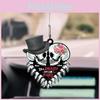 2d Acrylic Heart Couple Skull Car Pendant For Halloween And Christmas Decoration