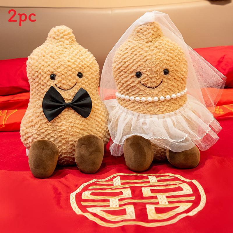 Plush Wedding Doll With Persimmon And Peanut Design For Marriage Celebration Decor