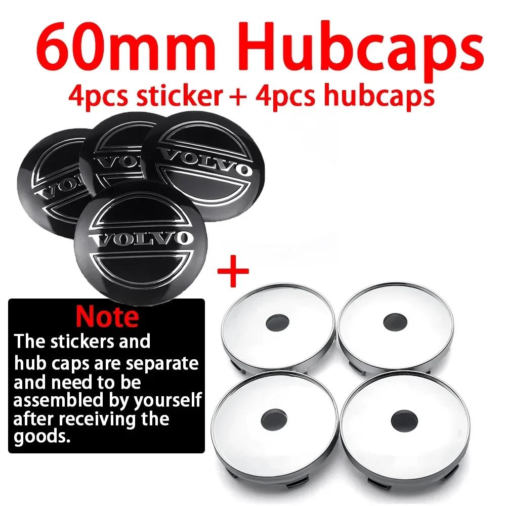 For Volvo Rdesign AWD C30 C70 S40 S60 S70 S80 S90 V40 V50 V60 V70 4pcs 56/60mm Car Wheel Center Cover Stickers Hub Caps Sticker